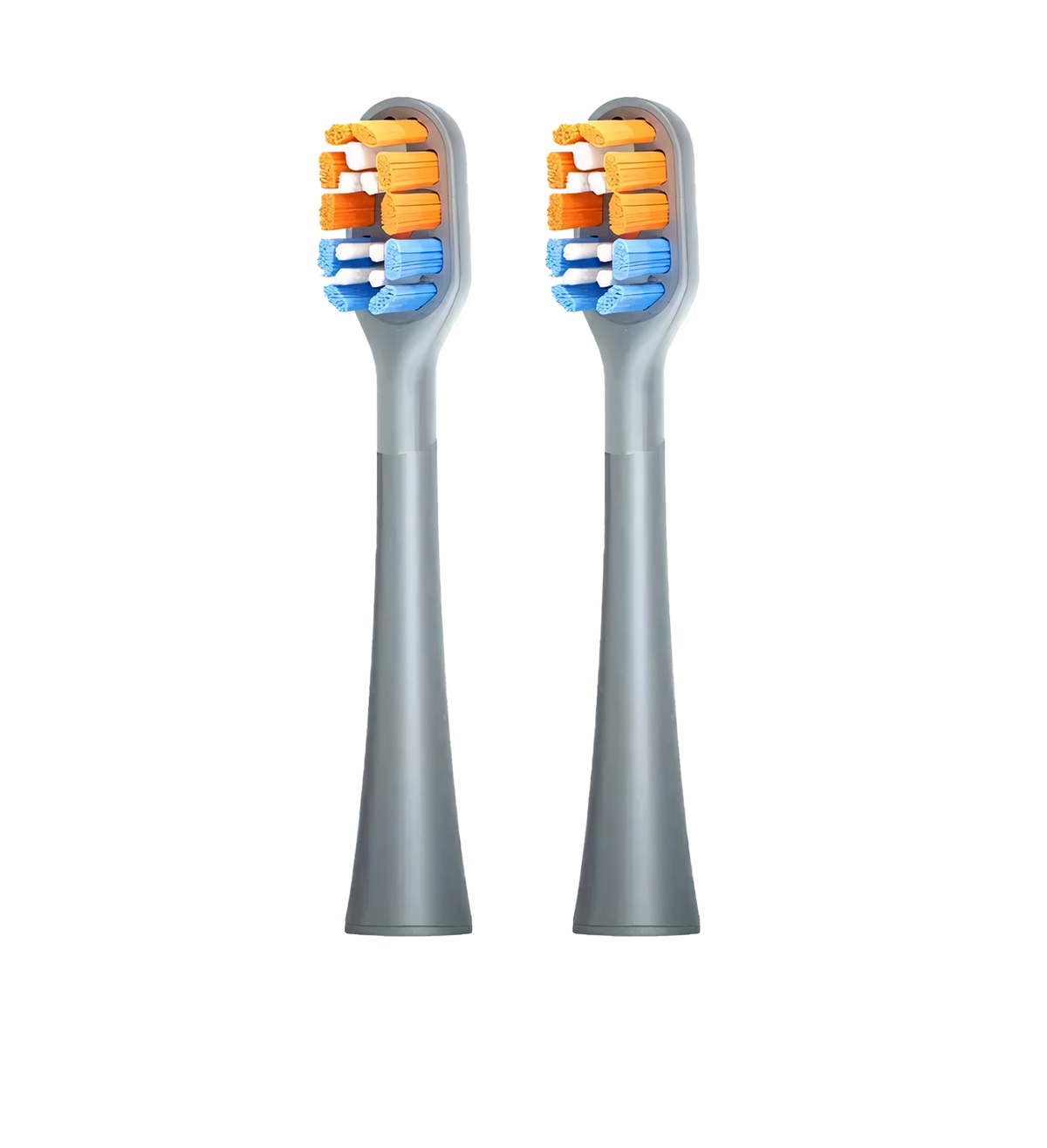 Two grey Super Clean brush heads for AirJet X3 electric toothbrush